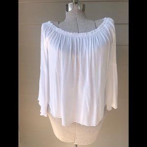 Paper heart white gauze angel sleeve crop top
